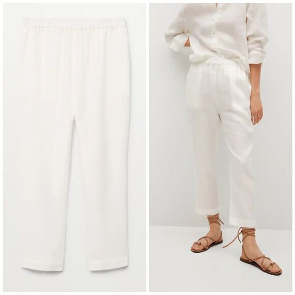 Mango 100% Linen Pants New - Picture 1 of 7
